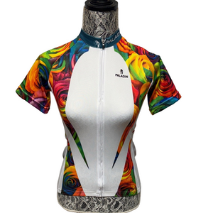 Paladin Bold White with Graphic Roses Short Sleeve Cycling Jersey. Activewear